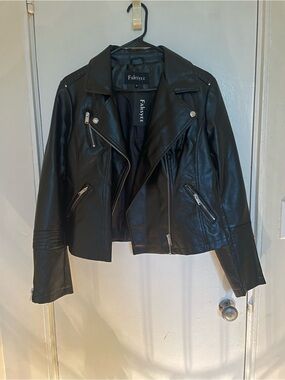 Black Faux Leather Moto Jacket